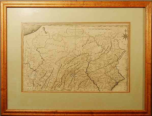 Appraisal: Maple framed and matted early map of Pennsylvania by Samuel