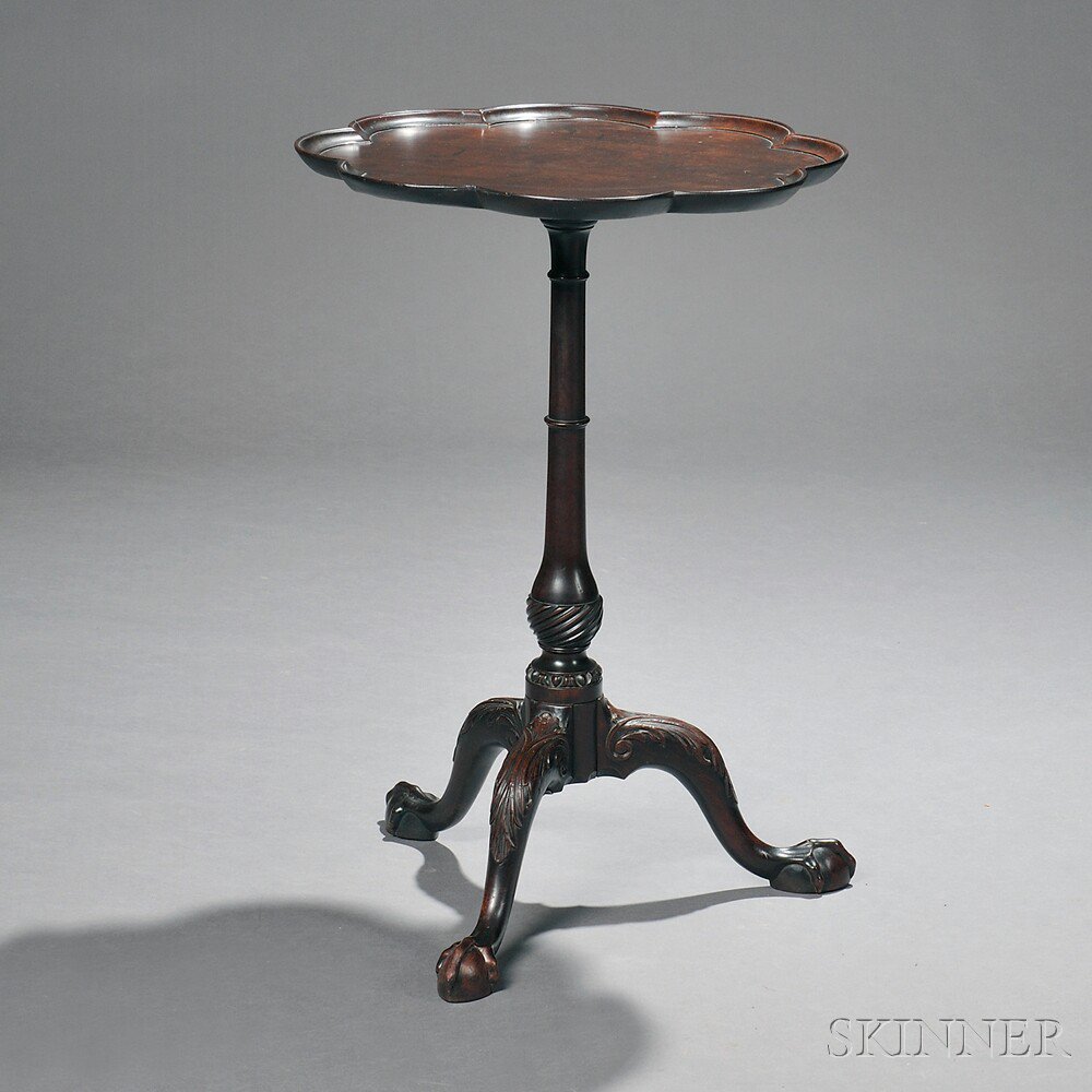 Appraisal: Georgian Mahogany Tripod Stand England th century the floriform tabletop