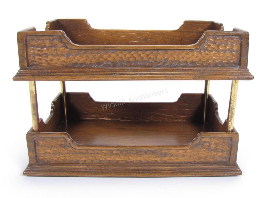 Appraisal: A Romweber Viking Oak desk tray style R- double-stack with