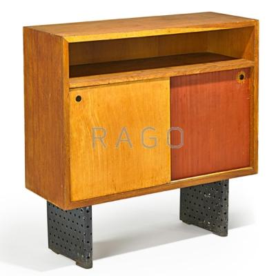 Appraisal: ESCANDE Cabinet France ca Oak dyed ash enameled steel Unmarked