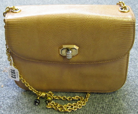 Appraisal: A Gold Lizard Gucci bag 's with gilt metal chain