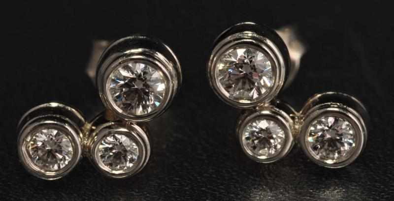 Appraisal: Pair of Tiffany Platinum Triple Diamond Earrings Description Diamonds ctw