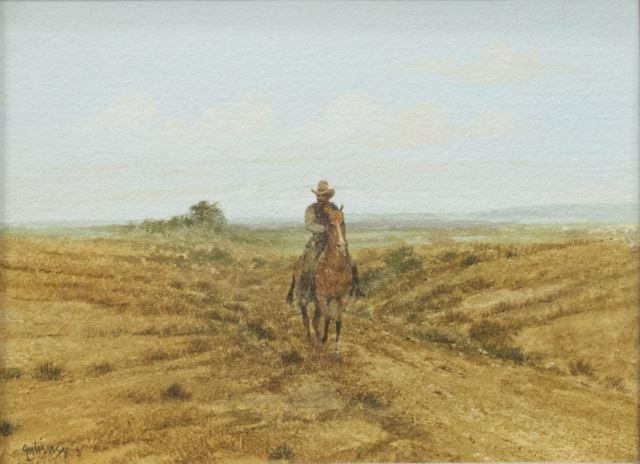 Appraisal: Framed watercolor painting on paper Cowboy on Horseback signed lower