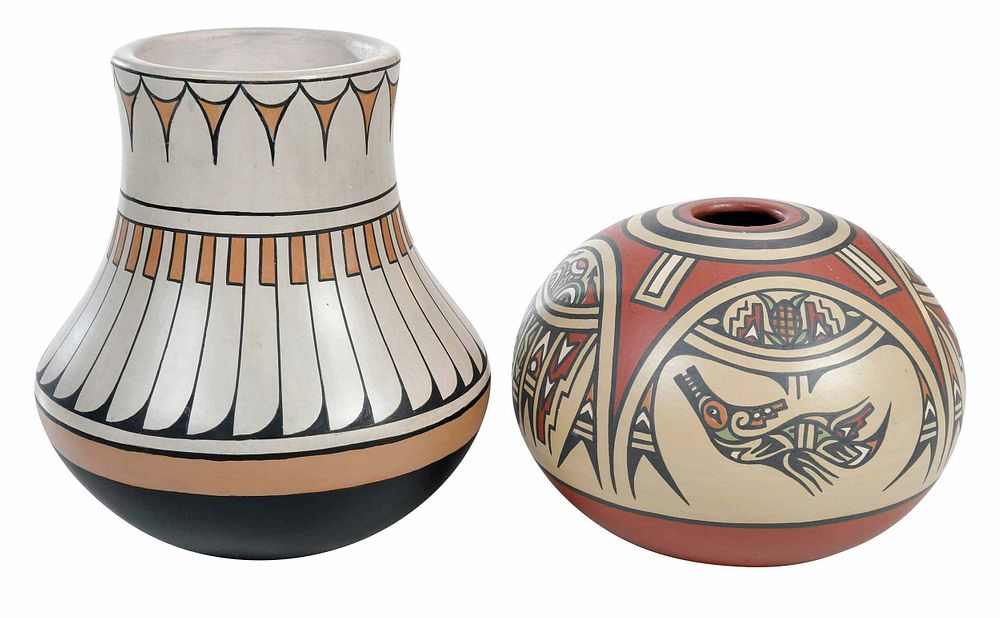 Appraisal: Two Polychrome Pueblo Pots late th century Santa Clara seed