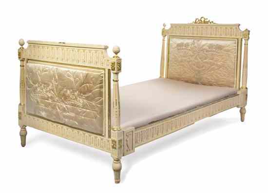 Appraisal: A Painted and Parcel Gilt Bedroom Suite comprising a bed