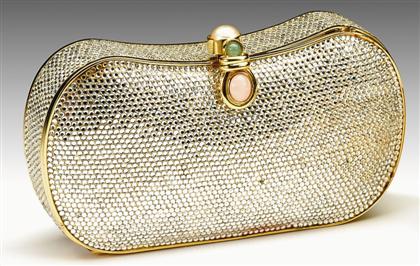 Appraisal: Judith Leiber crystal minaudiere s Kidney bean shaped with pave