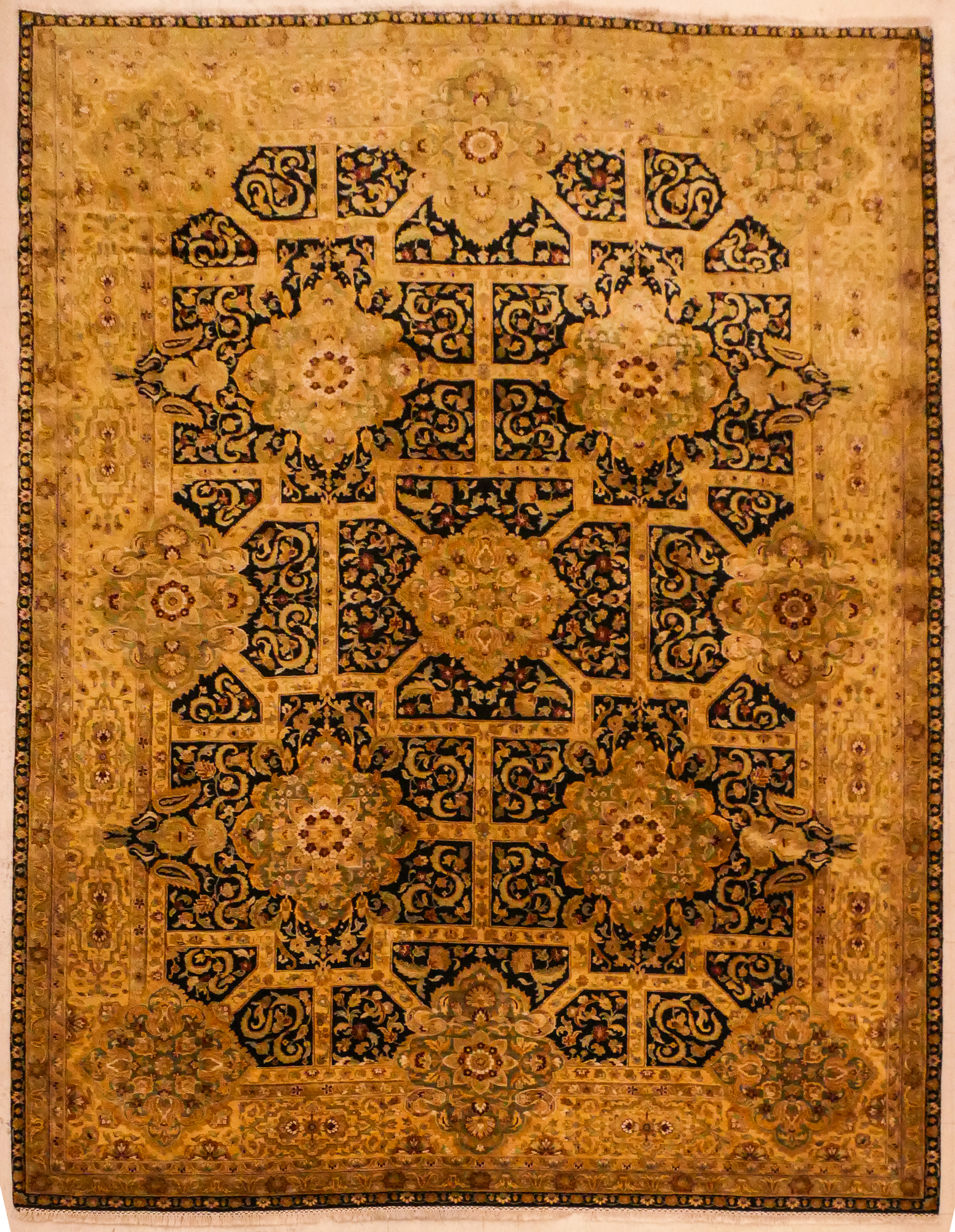 Appraisal: Persian Style Black Floral Oriental Room Size Rug- ' ''x