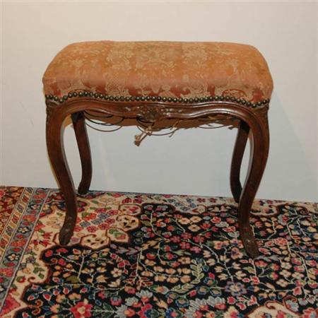 Appraisal: Louis XV Style Walnut Upholstered Stool Estimate -