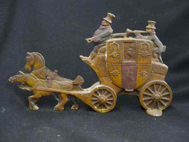 Appraisal: Cast Iron Figural Doorstop of an EnglishCoach '' long ''