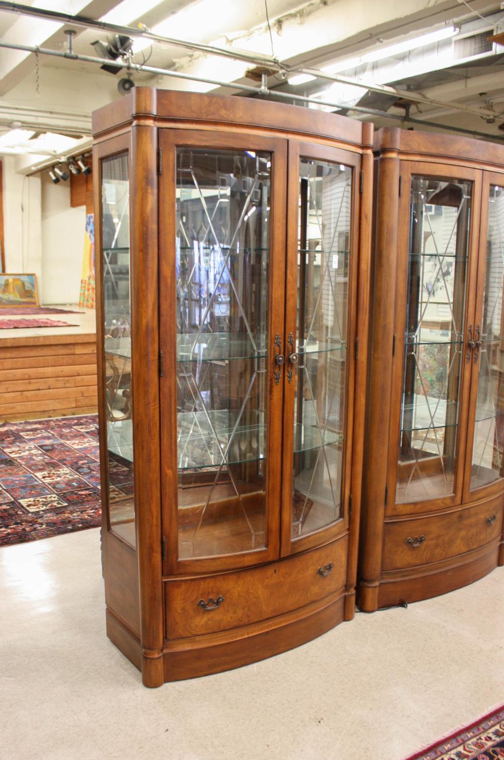 Appraisal: CONTEMPORARY BOW-FRONT CURIO CABINET Thomasville Industries late th century with