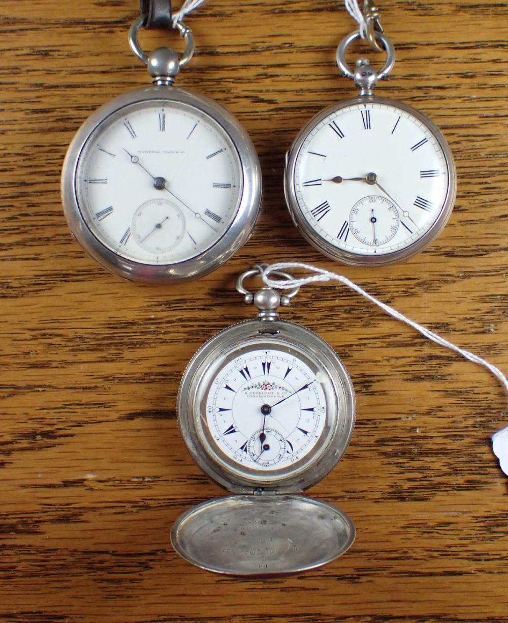 Appraisal: THREE KEY WIND POCKET WATCHES National Watch Co Elgin model