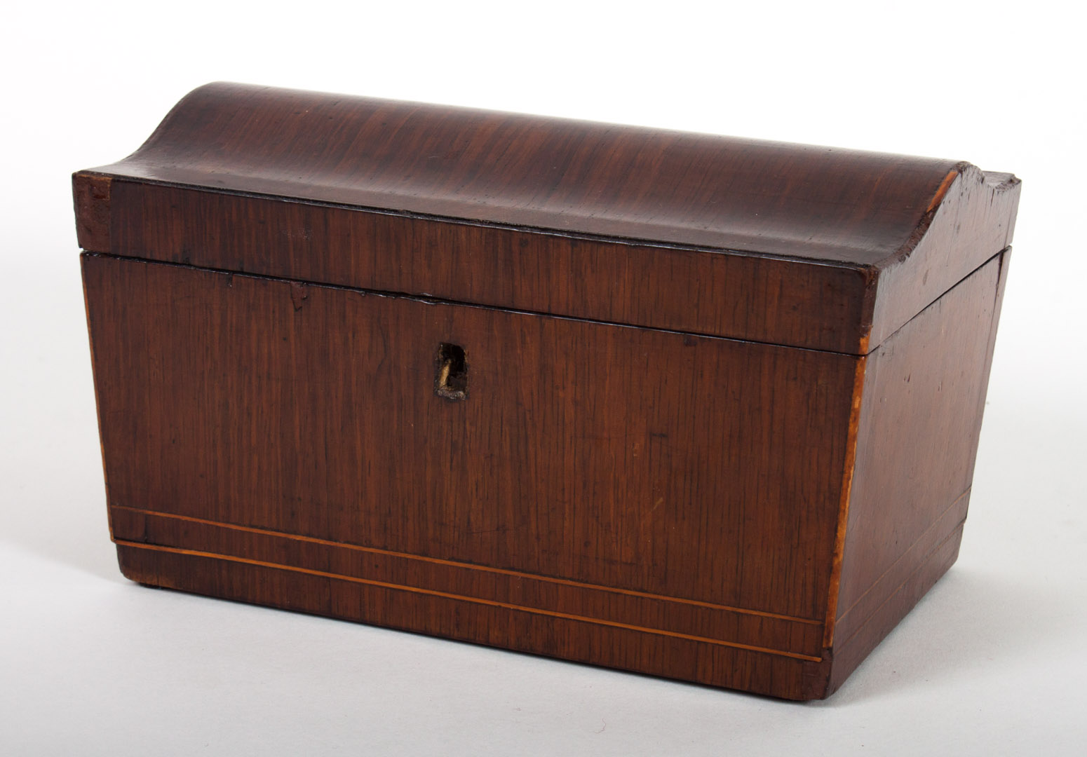 Appraisal: George IV inlaid rosewood tea caddy circa domed top interior