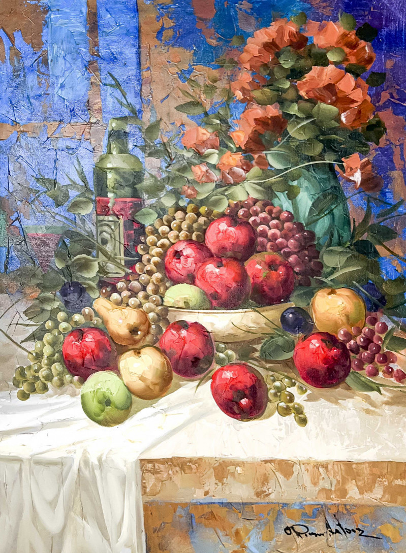 Appraisal: Pierre LatourBrazilian - Untitled Still Life oil on canvas unstretched