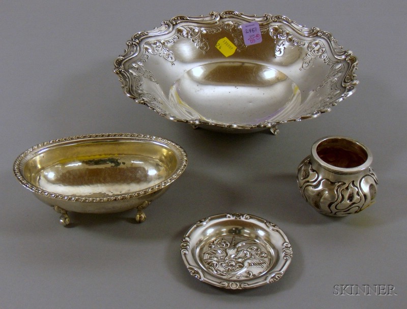 Appraisal: Four Pieces of Continental Silver Tableware silver fruit footed bowl