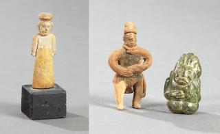 Appraisal: Two Pre-Columbian Figures one terracotta of a standing man with