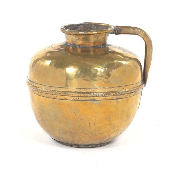 Appraisal: BRASS PITCHER x Decorative hand hammered brass pitcher