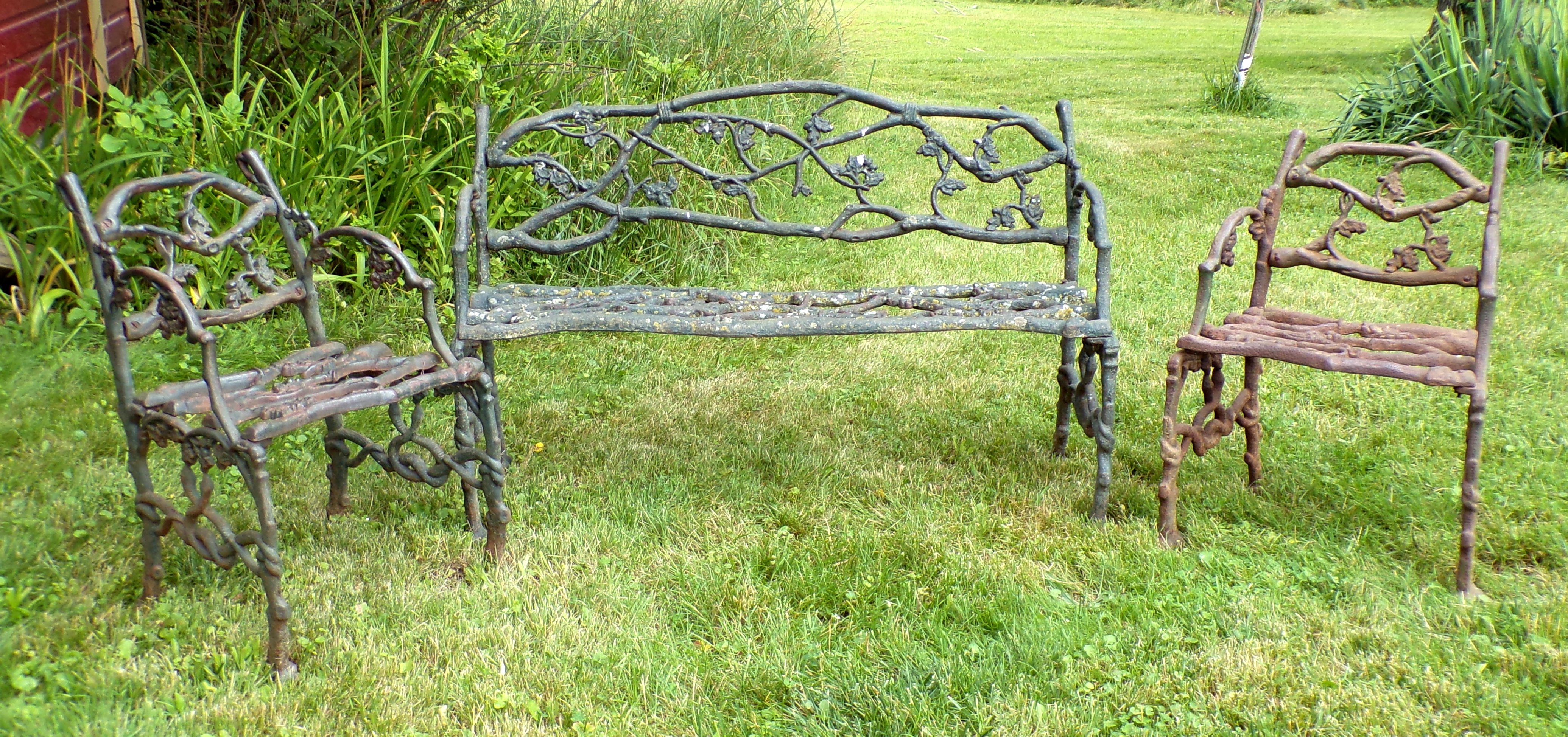 Appraisal: -Pc Cast iron garden furniture- settee and chairs ''w ''h