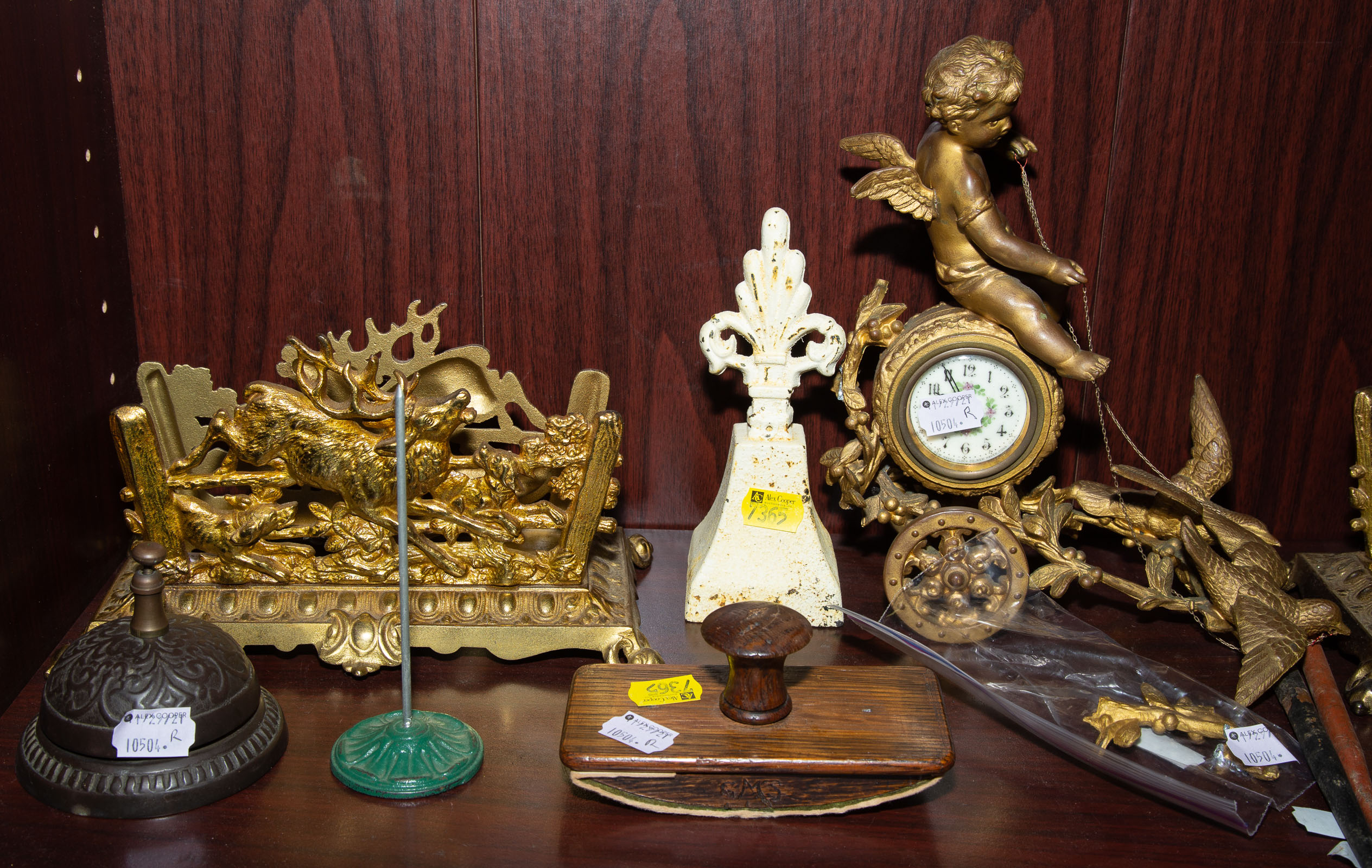 Appraisal: SELECTION OF ANTIQUE VINTAGE DESK ACCESSORIES Including Bradley Hubbard gilt