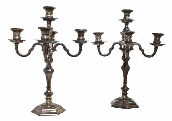 Appraisal: A Pair of Mexican Sterling Silver Five-Light Candelabra Lafayette the