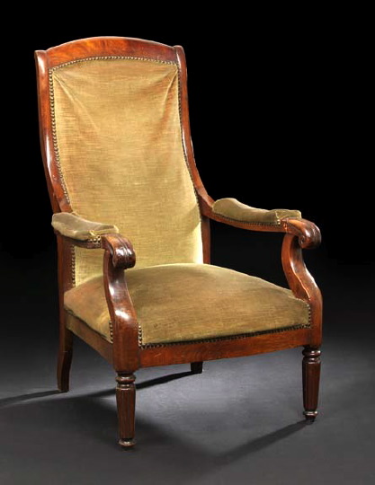 Appraisal: Louis Philippe Mahogany Fauteuil mid- th century the back-slanted padded