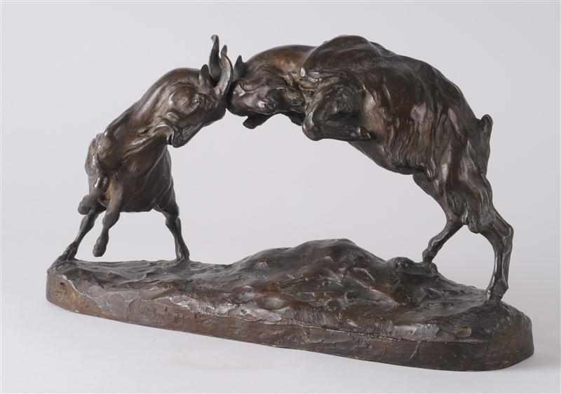 Appraisal: ANNA VAUGHN HYATT HUNTINGTON - BATTERING RAMS Bronze signed and