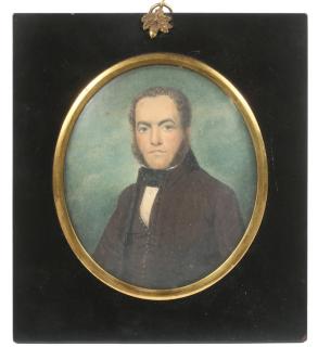 Appraisal: MINIATURE PORTRAIT Waist Length Oval Portrait of a Merchant Sea