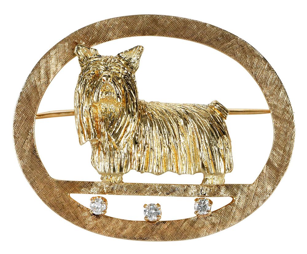 Appraisal: kt Diamond Dog Brooch terrier three round brilliant diamonds estimated