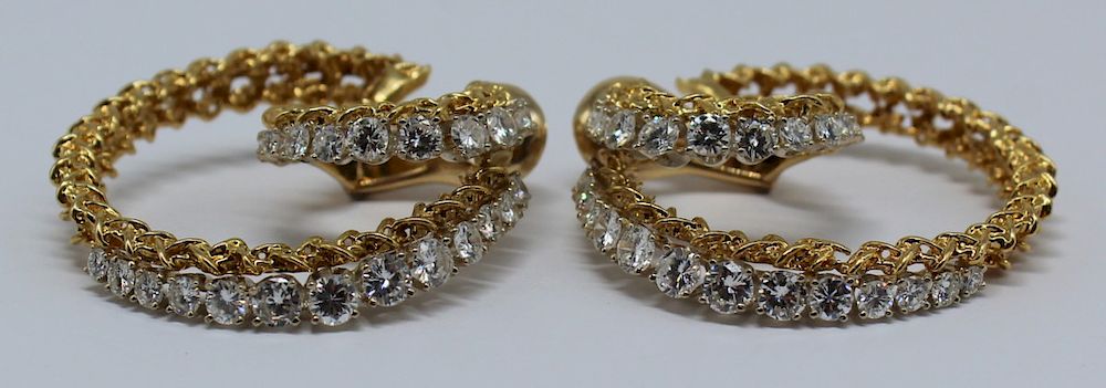 Appraisal: JEWELRY Pair of kt Gold and ct Diamond Hoop Earrings