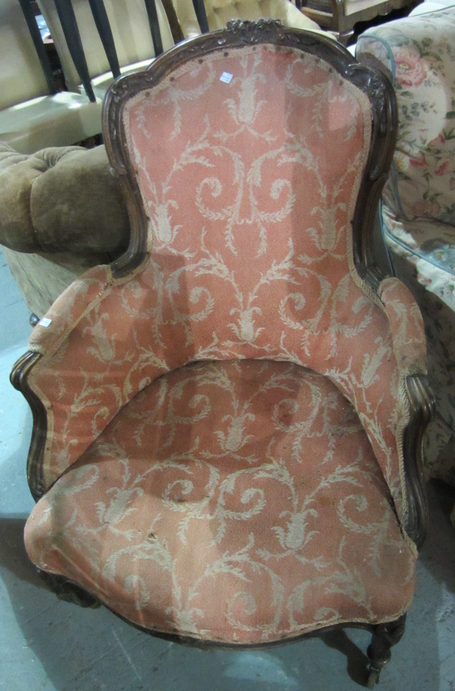 Appraisal: A Louis XV style carved beech fauteuil