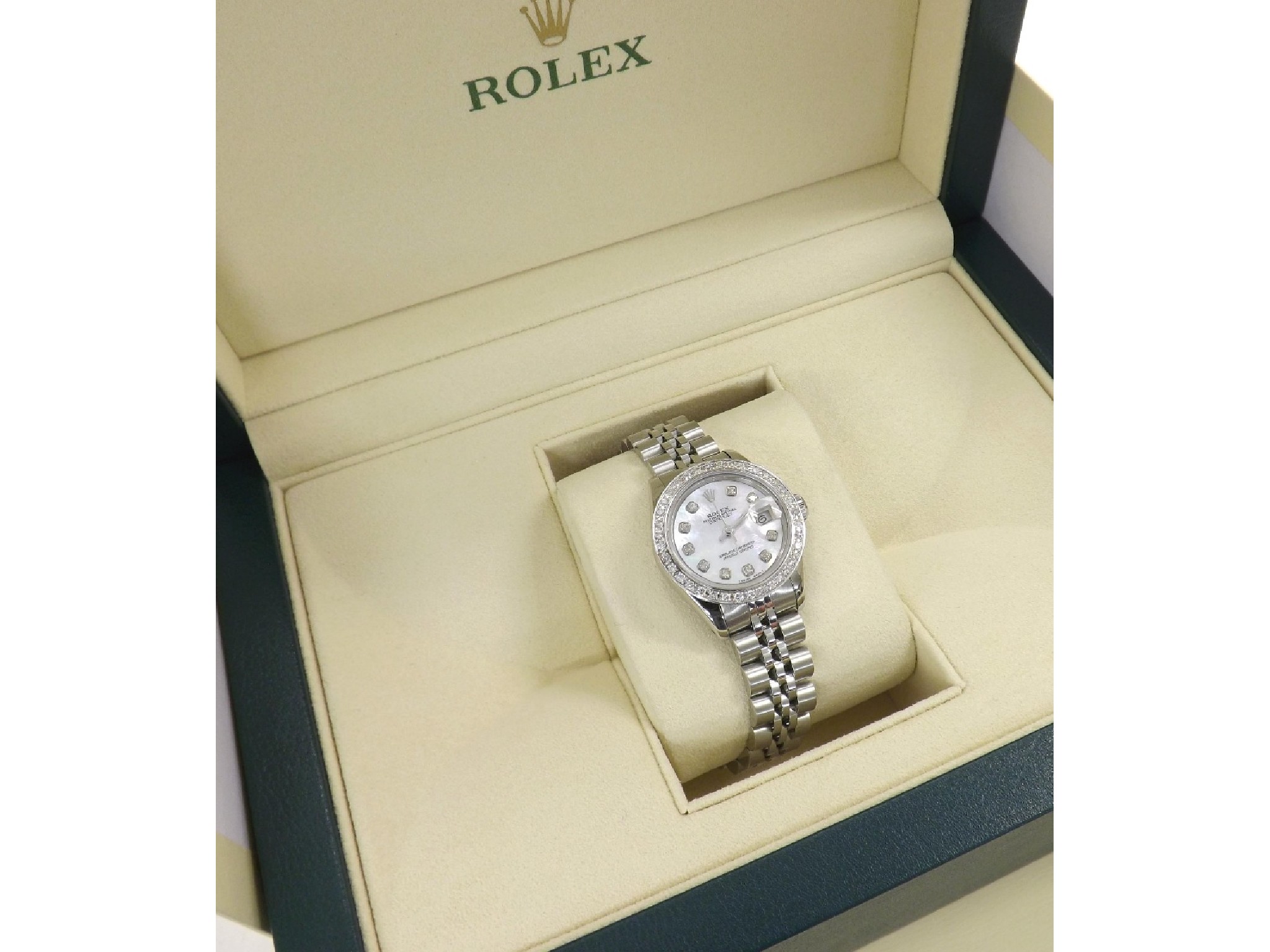 Appraisal: Rolex Oyster Perpetual Datejust stainless steel and diamond lady's bracelet