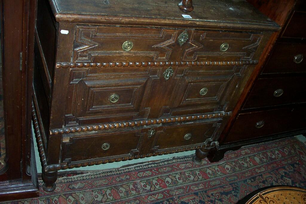 Appraisal: An th century oak country made chest of three long