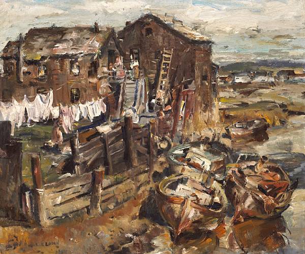 Appraisal: Maurice Logan - Wash Day Slough Dwellers signed 'Maurice Logan'