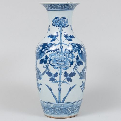 Appraisal: CHINESE BLUE AND WHITE PORCELAIN BALUSTER VASEUnmarked x in diam