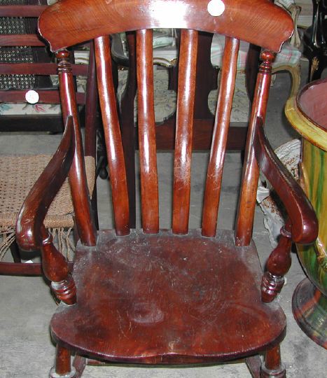 Appraisal: Edwardian Provincial Elm Armchair ca the slightly domed and curved