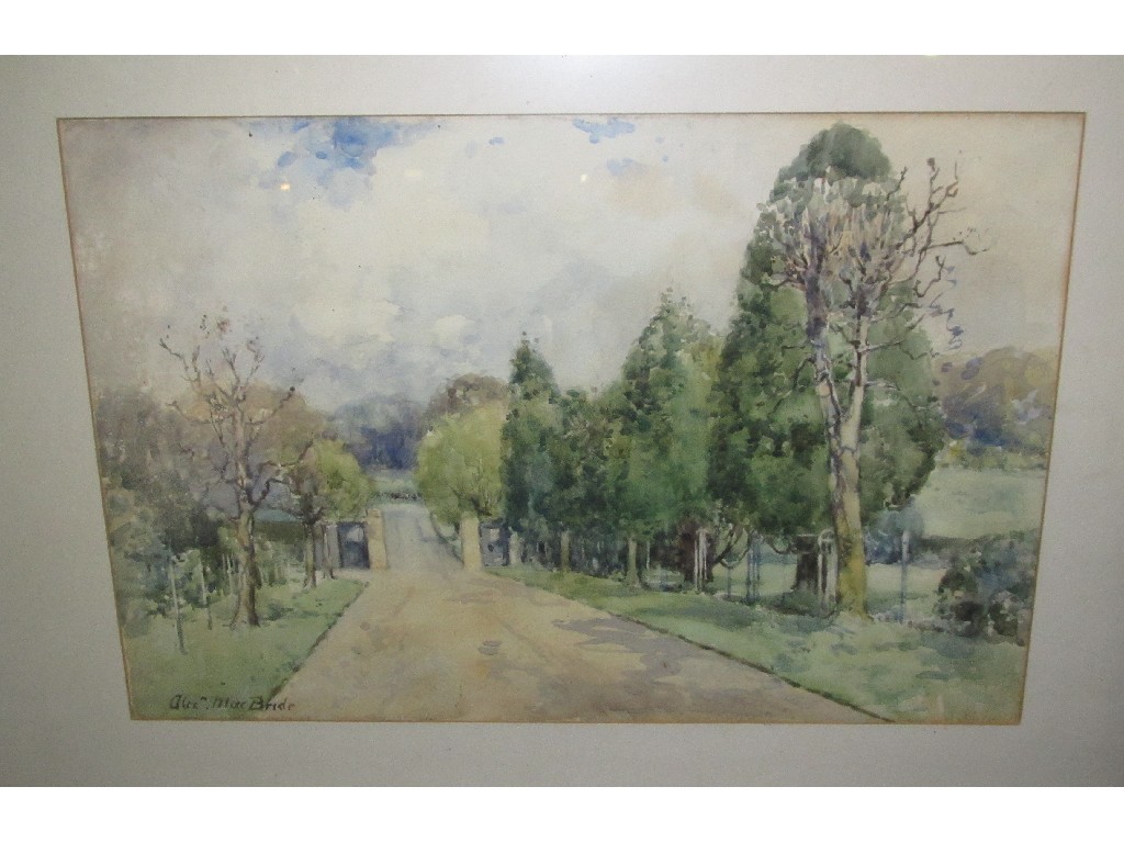 Appraisal: ALEXANDER McBRIDE Watercolour of a driveway signed