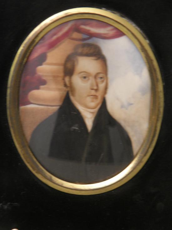 Appraisal: th century portrait miniature of a young man in black