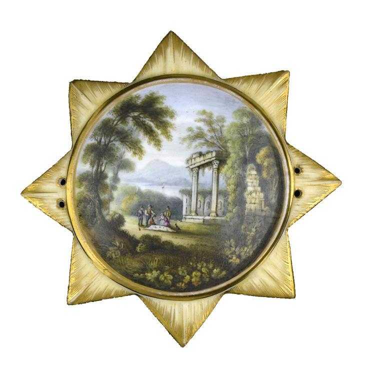 Appraisal: AN UNUSUAL DERBY DECORATED PLAQUE IN THE FORM OF THE