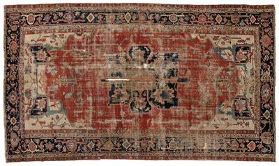 Appraisal: th century Serapi rug central medallion on brick red field