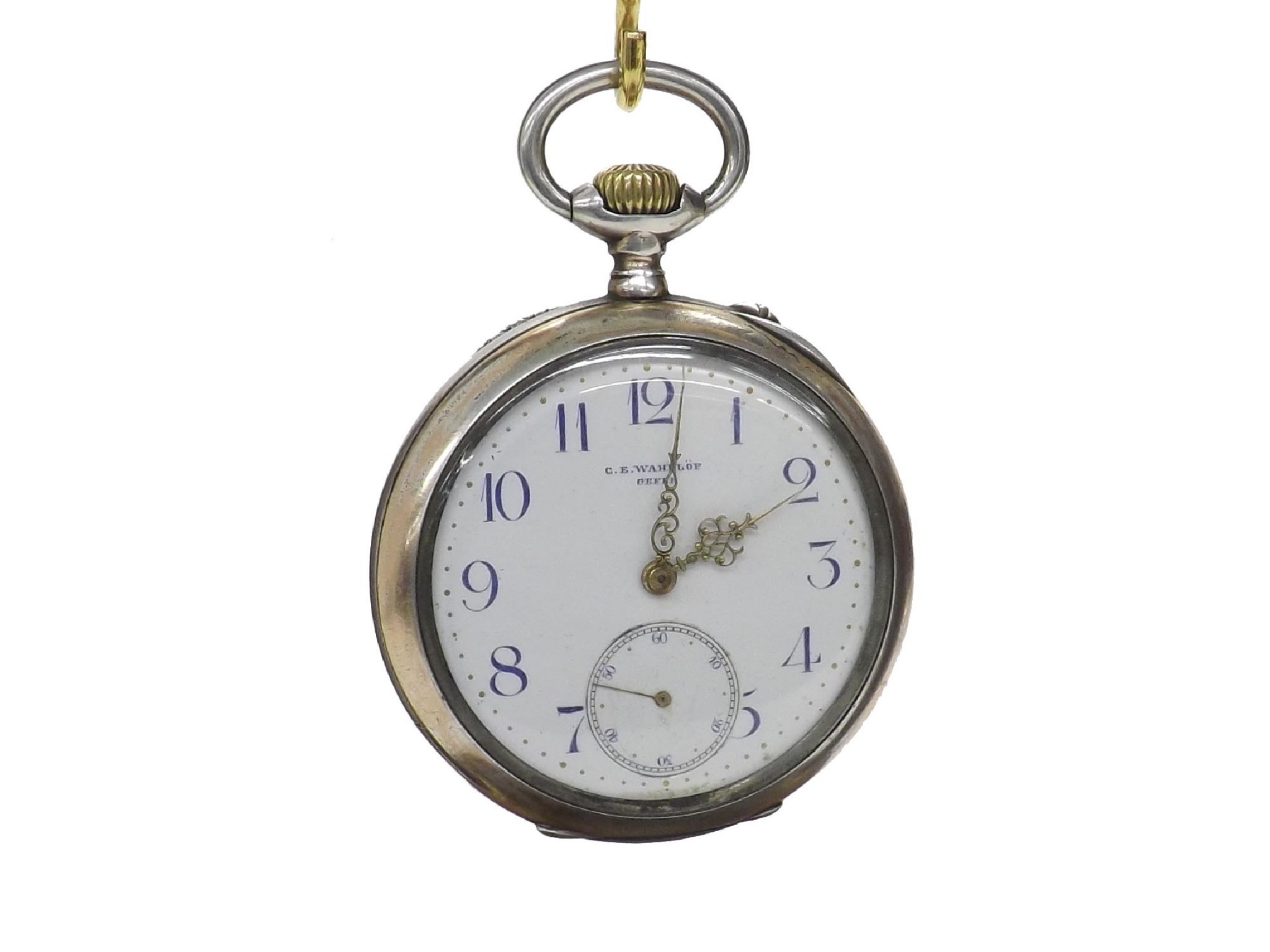 Appraisal: Longines white metal lever pocket watch the movement signed by