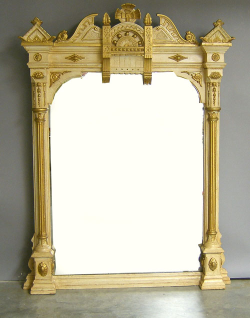 Appraisal: Victorian painted hall mirror l w