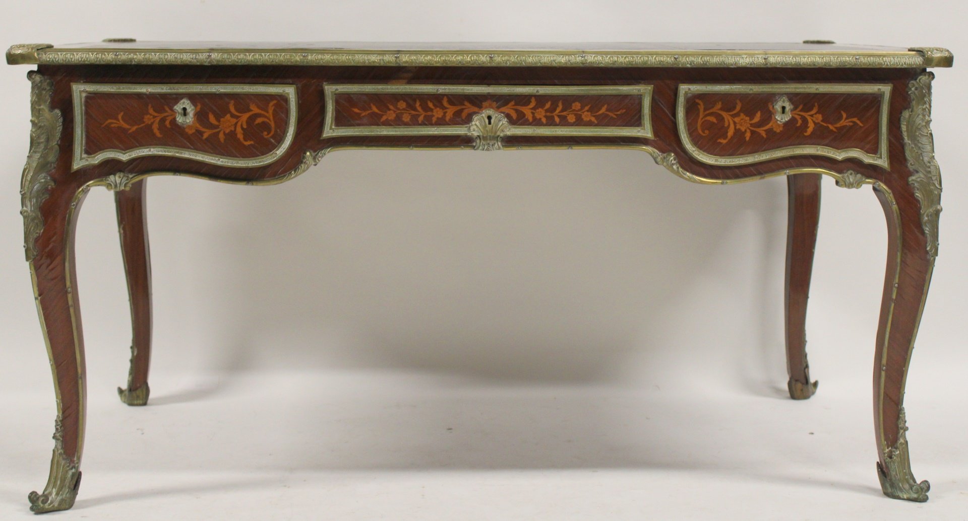 Appraisal: ANTIQUE BRONZE MOUNTED LOUIS XV STYLE BUREAU PLAT Good quality