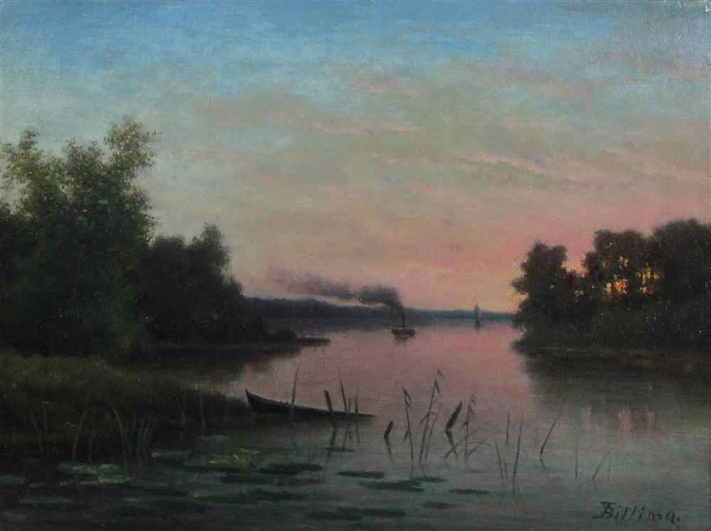 Appraisal: LARS TEODOR BILLING SWEDISH - RIVER AT DUSK Oil on