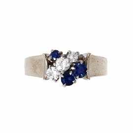 Appraisal: An ct white gold three sapphire and three diamond cluster