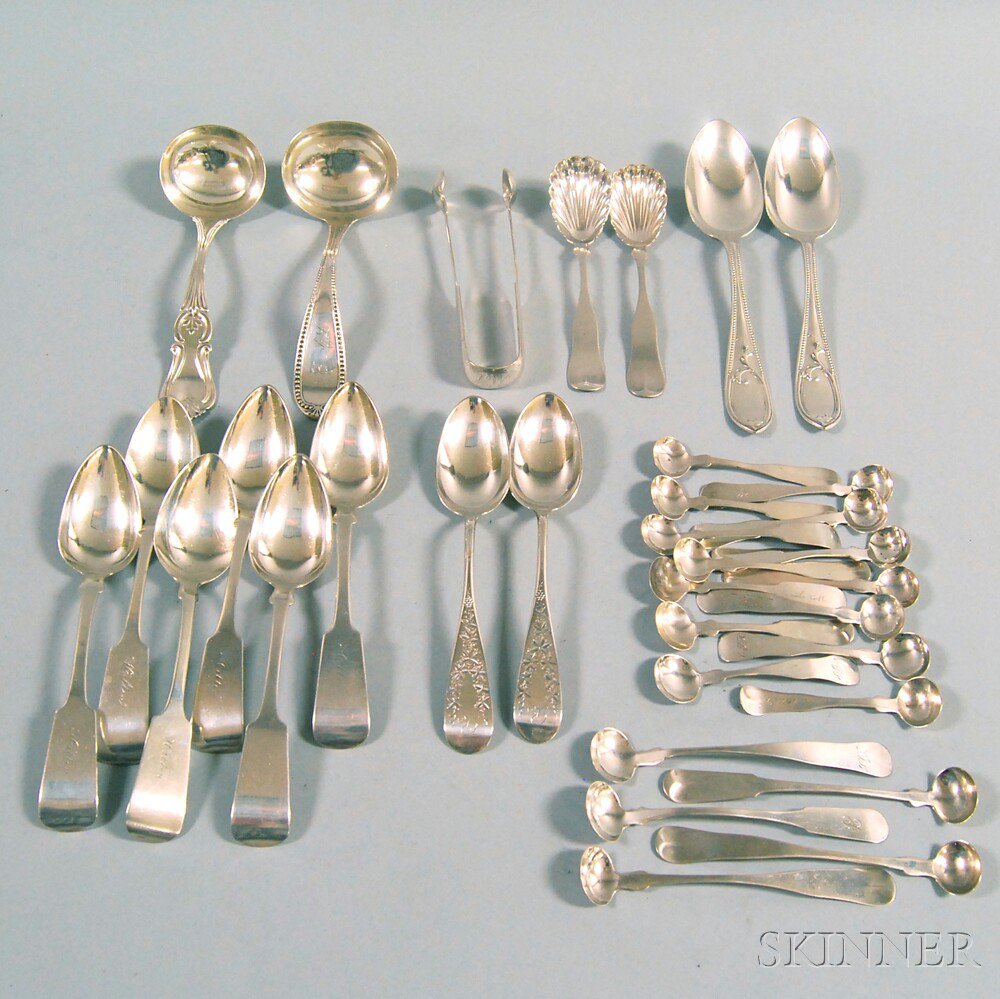 Appraisal: Group of Assorted Mostly Coin Silver Spoons including a pair