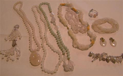 Appraisal: COLLECTION OF ROSE QUARTZ JEWELRY Comprising a silver curb link