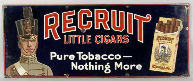 Appraisal: Porcelain Recruit Real Cigars Sign Description Beautiful porcelain sign with