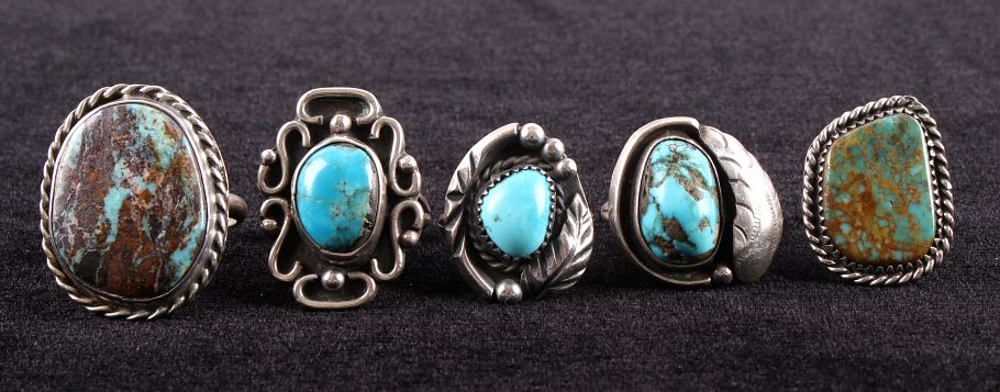 Appraisal: Navajo Turquoise Sterling Silver Ring Collection For your consideration is