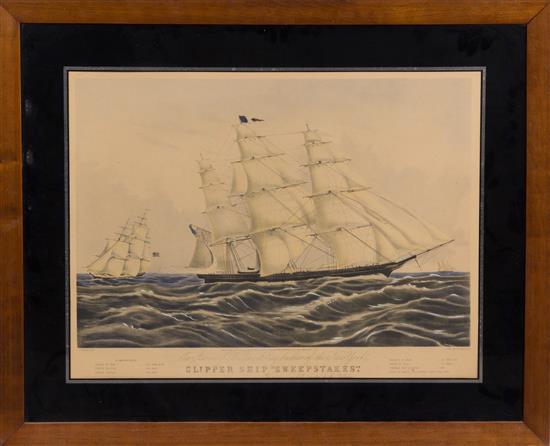 Appraisal: Sale Lot CURRIER NATHANIEL American - Clipper Ship Sweepstakes lithograph