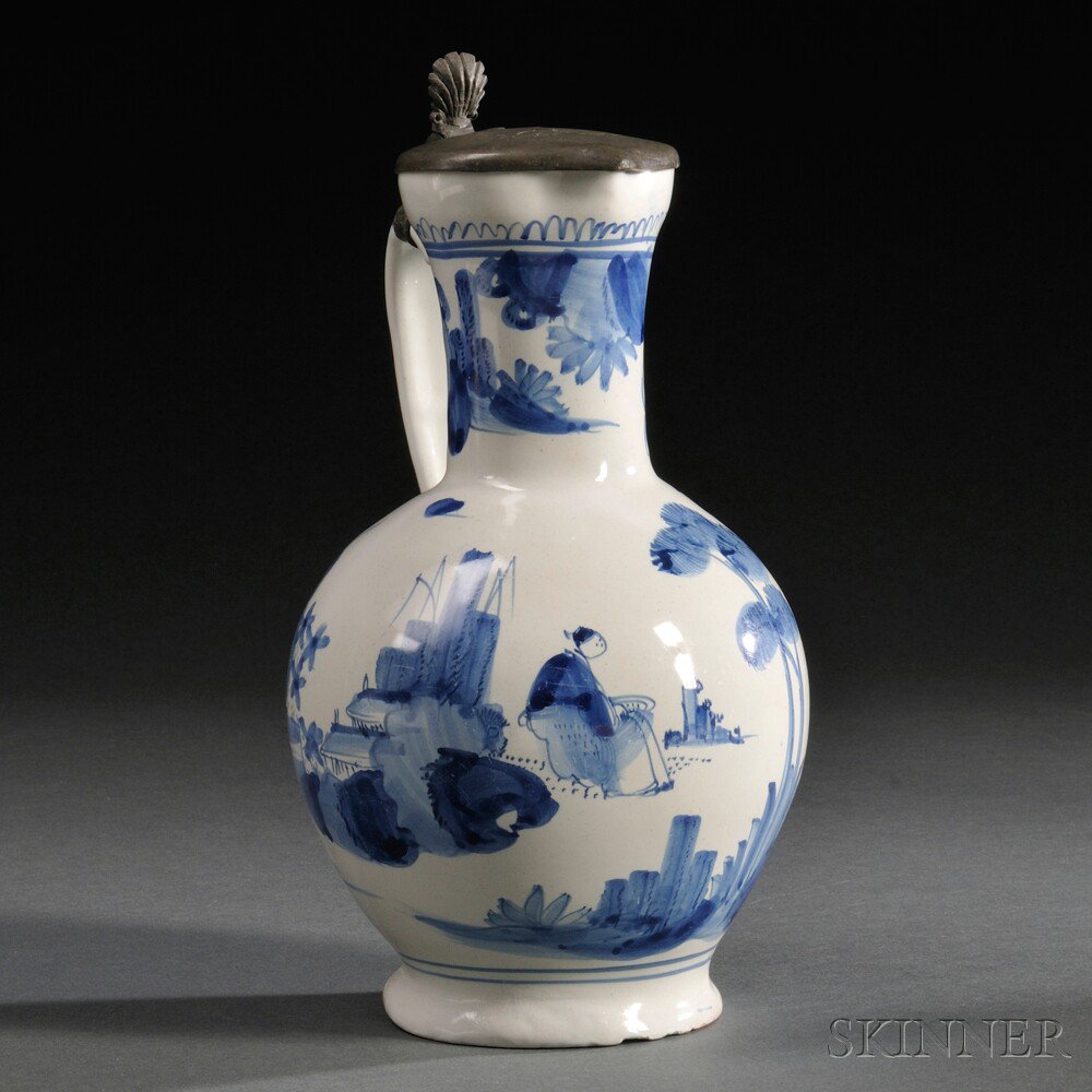 Appraisal: German Faience Ewer late th century attributed to the Honan