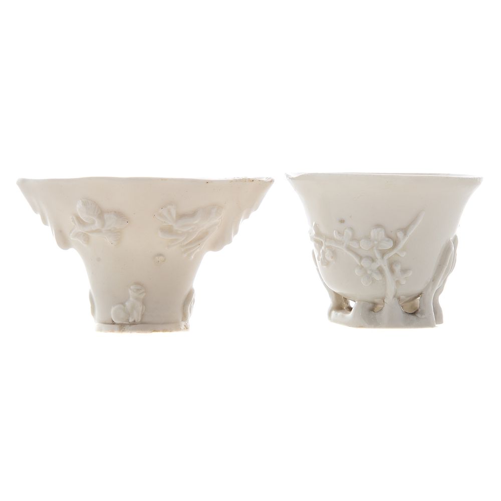 Appraisal: Two Chinese blanc de chine porcelain libation cups th century